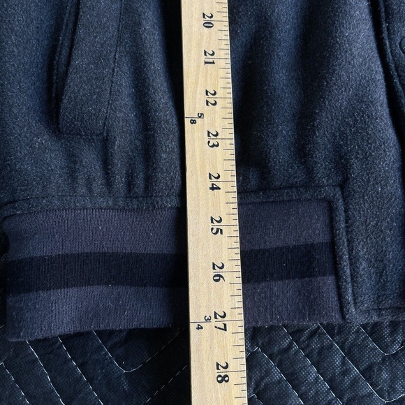 Dravus Varsity Letterman Jacket Mens Large Black Gray Snap Button Up Wool - Picture 12 of 13